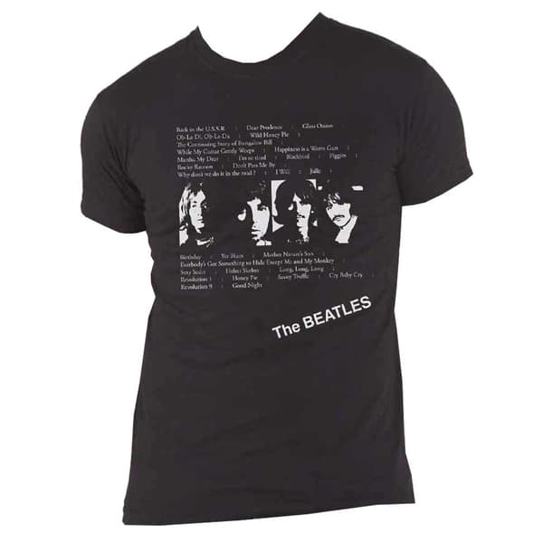 The Beatles T Shirt White Album Tracks Official Unsex Black