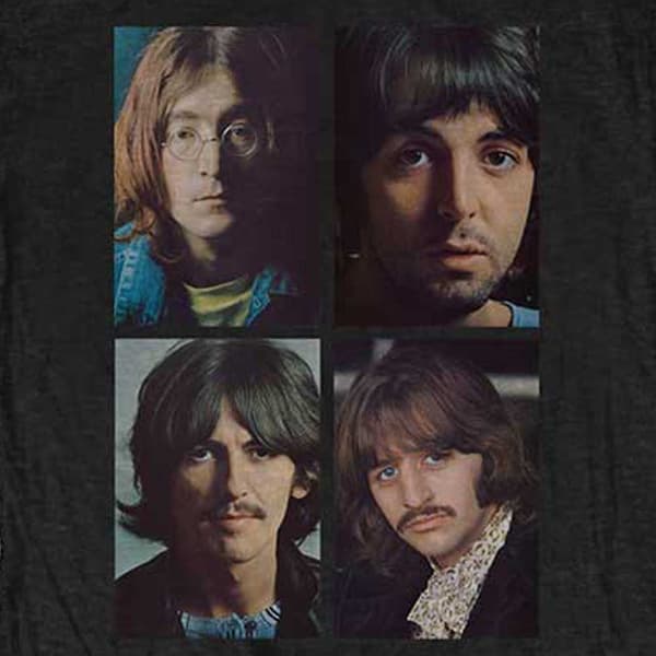 The Beatles T Shirt White Album Faces Official Womens Skinny Fit Black
