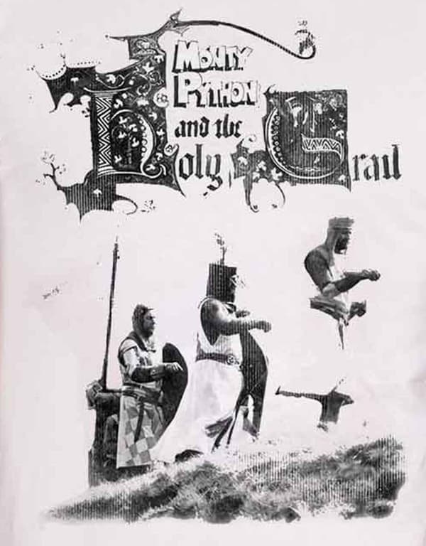 Monty Python T Shirt Holy Grail Knight Riders Movie Logo Official Mens White