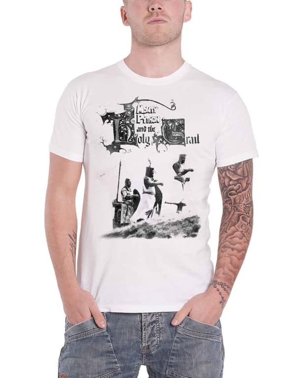 Monty Python T Shirt Holy Grail Knight Riders Movie Logo Official Mens White White M