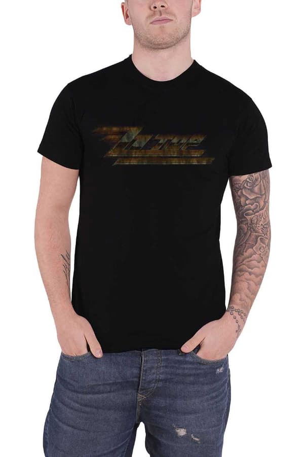 ZZ Top T Shirt Twin Zees Vintage Band Logo Official Mens Black Black M