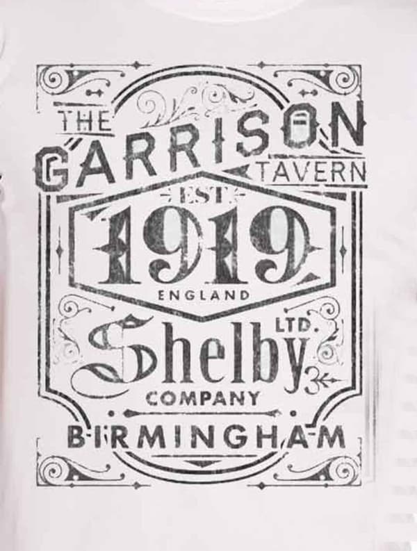 Official Peaky Blinders T Shirt Garrison Pub Est 1919 distressed Logo Mens