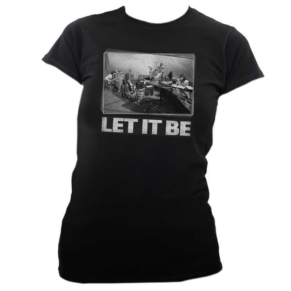 The Beatles T Shirt Let It Be Studio Session Official Womens Skinny Fit Black