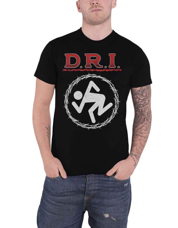 Dirty Rotten Imbeciles D.R.I. T Shirt Barbed Wire Band Logo Official Mens Black