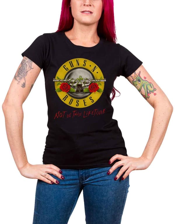 Guns N Roses T Shirt Not In This Lifetime Tour Official Womens Skinny Fit Black