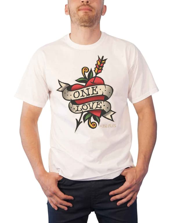 Nas T Shirt One Love Tattoo Logo Illmatic Official Unisex Natural