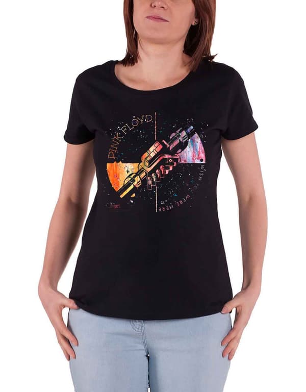 Pink Floyd T Shirt Machine Greeting Orange Official Womens Skinny Fit Black Black M