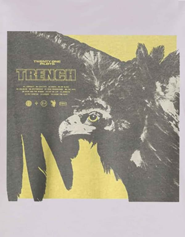 Official Twenty One Pilots T Shirt Trench Cover Square Logo Womens Grey XL