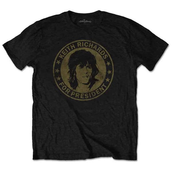The Rolling Stones T Shirt Keith for President vintage Official Mens Black Black S