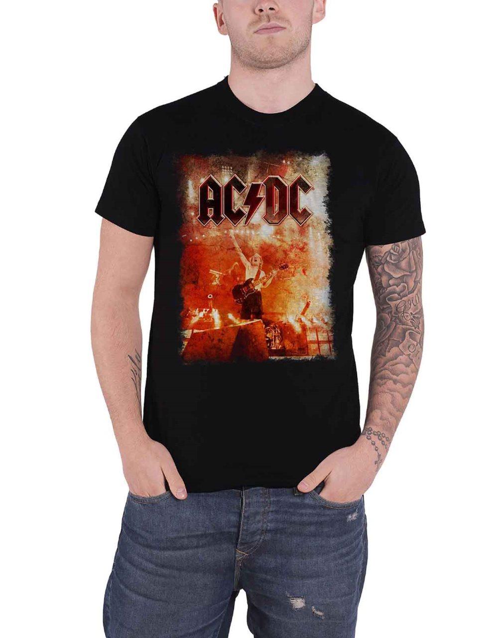 AC/DC T Shirt Live Canons Band Logo Official Mens Black M