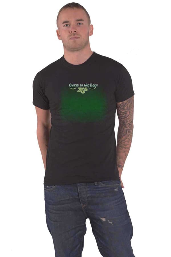 Yes T Shirt Close to the Edge Band Logo Official Mens Black Grey S