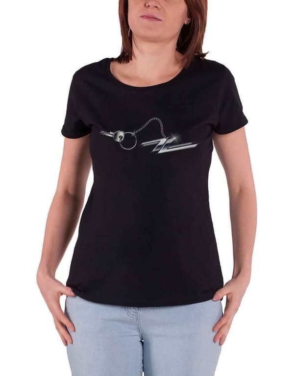 ZZ Top T Shirt Hot Rod Keychain Band Logo Official Womens Skinny Fit Black