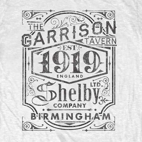 Official Peaky Blinders T Shirt Garrison Pub Est 1919 distressed Logo Mens