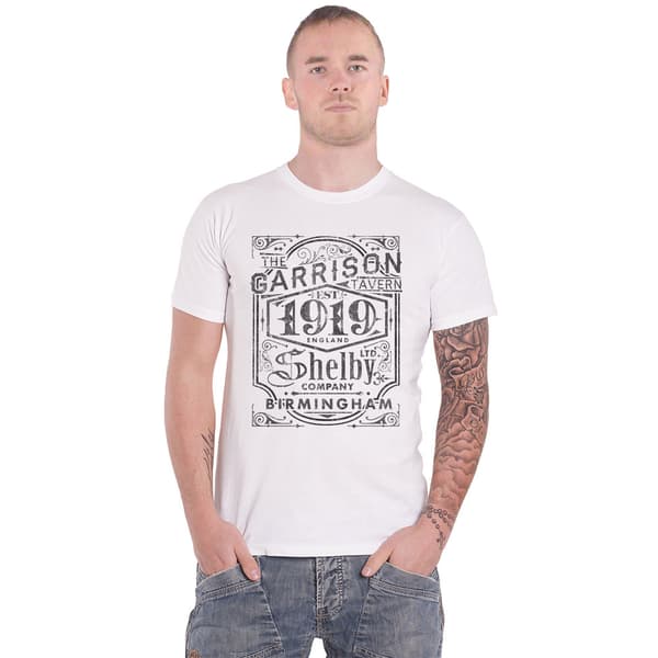 Official Peaky Blinders T Shirt Garrison Pub Est 1919 distressed Logo Mens