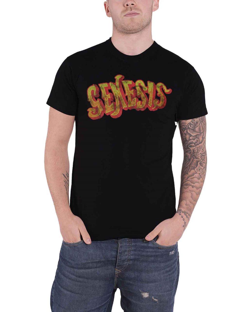 Genesis T Shirt Foxtrot Graf Vintage Band Logo Official Mens Black