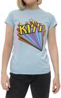 Miniatyrbild 3 av 4: KISS T Shirt Stars Vintage Band Logo Official Womens Skinny Fit Light Blue