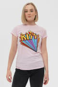 Miniatyrbild 3 av 4: KISS T Shirt Stars Vintage Band Logo Official Womens Skinny Fit Pink