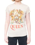 Miniatyrbild 3 av 4: Queen T Shirt Classic Crest Band Logo Official Womens Skinny Fit Sand