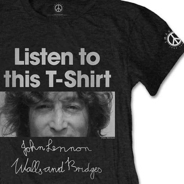 John Lennon T Shirt Listen to this T-Shirt Official Womens Skinny Fit Black