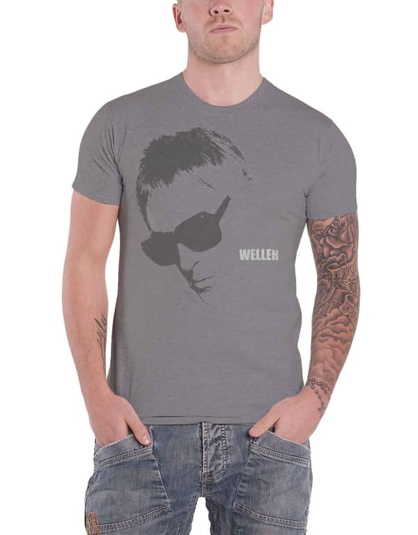 Paul Weller T Shirt Sunglasses Portrait Logo Official Mens Charcoal Grey Charcoal XL