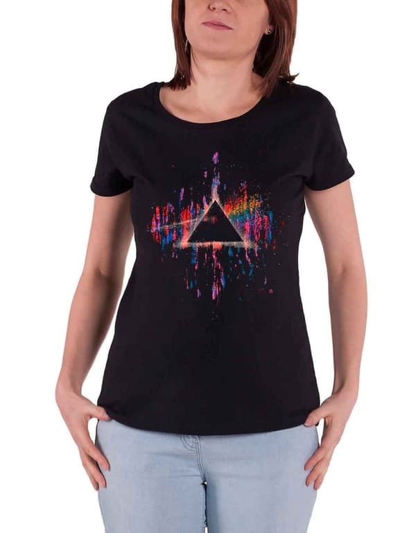 Pink Floyd T Shirt Dark Side of the Moon Pink Splat Official Womens Skinny Fit