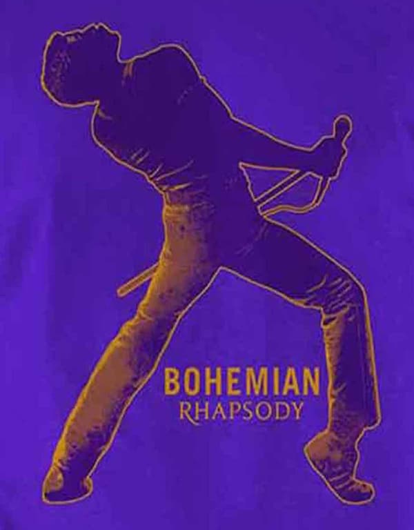 Official Bohemian Rhapsody T Shirt Queen Fortune Movie Logo Mens Purple