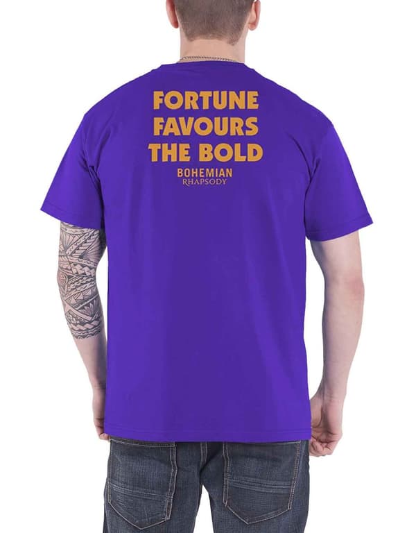 Official Bohemian Rhapsody T Shirt Queen Fortune Movie Logo Mens Purple