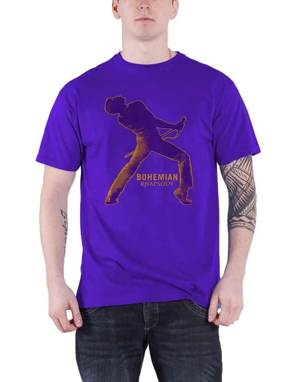 Official Bohemian Rhapsody T Shirt Queen Fortune Movie Logo Mens Purple