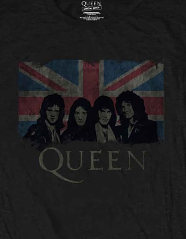Queen T Shirt Union Jack Vintage Band Logo Official Womens Skinny Fit Black