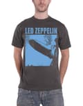 Miniatyrbild 1 av 2: Led Zeppelin T Shirt Zepp 1 Album Blue Cover Band Logo Official Mens Charcoal