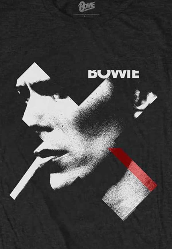 David Bowie T Shirt X Smoke Red Logo Official Womens Skinny Fit Black