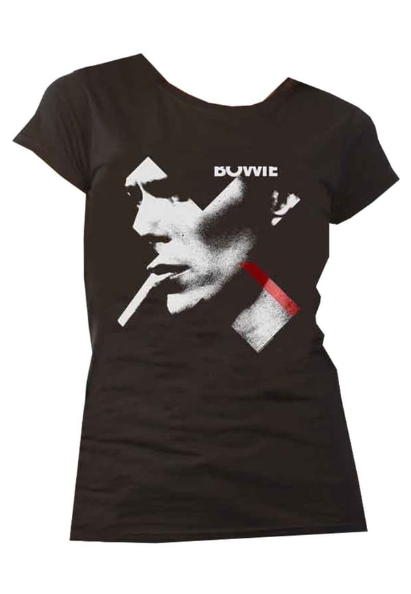 David Bowie T Shirt X Smoke Red Logo Official Womens Skinny Fit Black