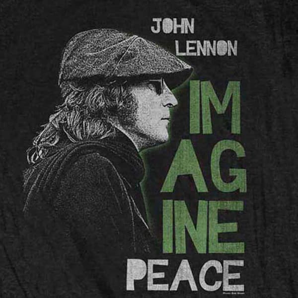 John Lennon T Shirt Imagine Peace Logo Official Womens Skinny Fit Black