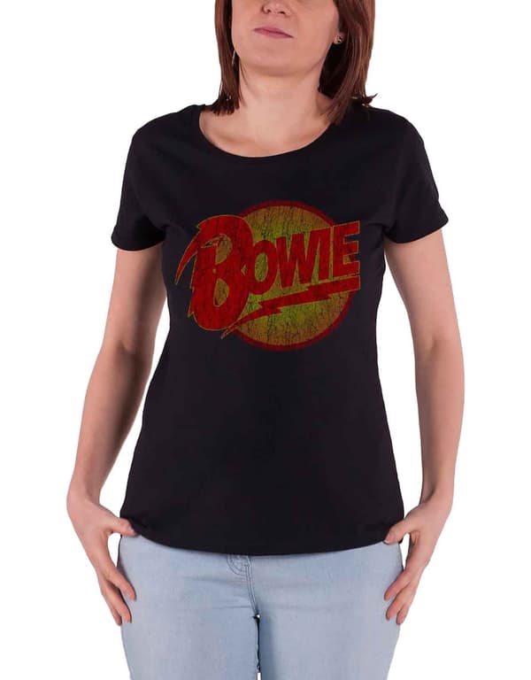 David Bowie T Shirt Diamond Dogs Vintage Official Womens Skinny Fit Black