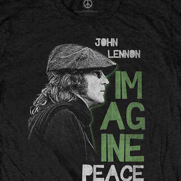 John Lennon T Shirt Imagine Peace Logo Official Mens Black