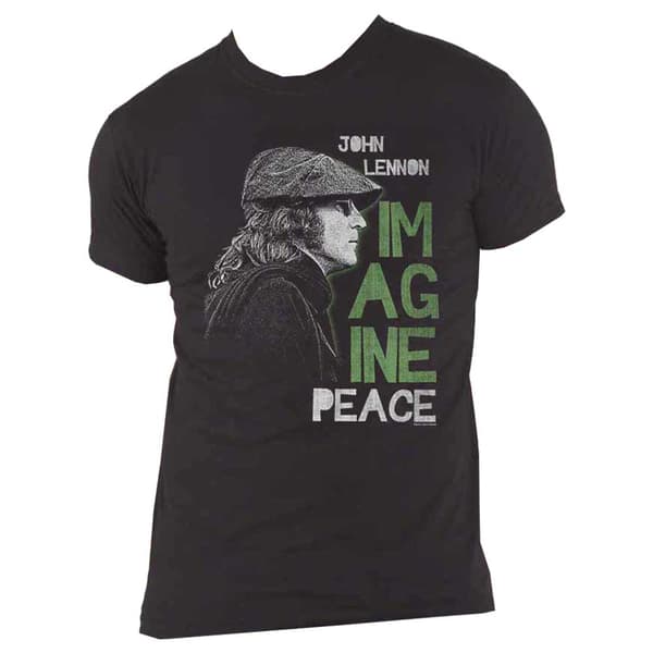 John Lennon T Shirt Imagine Peace Logo Official Mens Black