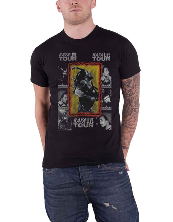 Bob Marley T Shirt Kaya Live Tour Dates Logo Legend Official Mens Black Black L