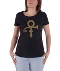 Miniatyrbild 1 av 2: Prince T Shirt Symbol Logo Purple Rain Official Womens Skinny Fit Black