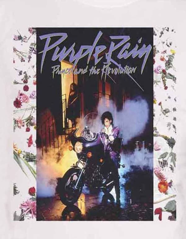 Prince T Shirt Purple Rain Album Cover Official Mens White