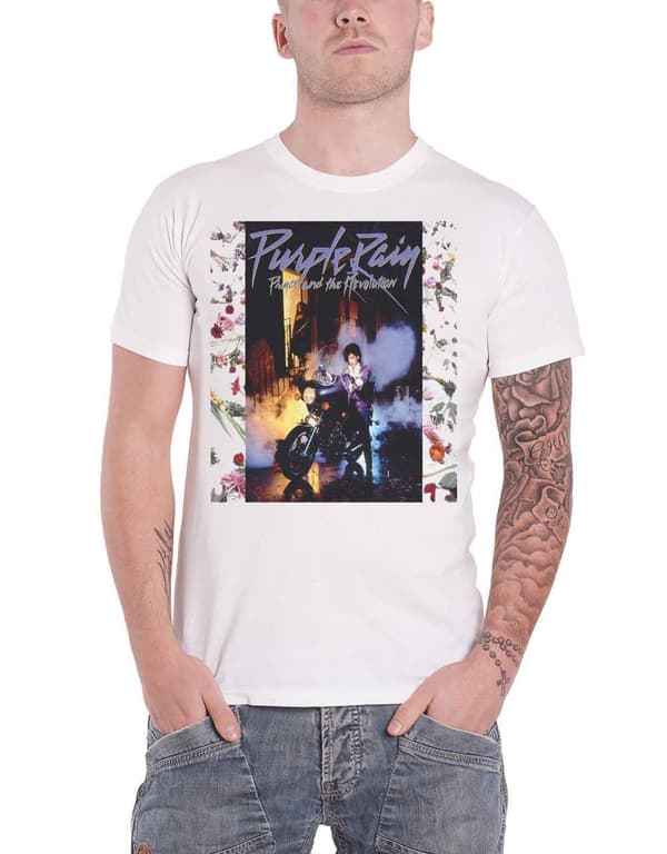 Prince T Shirt Purple Rain Album Cover Official Mens White