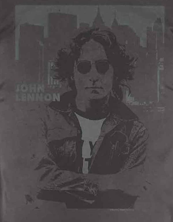 John Lennon T Shirt Denim Skyline Logo Official Mens Charcoal Grey