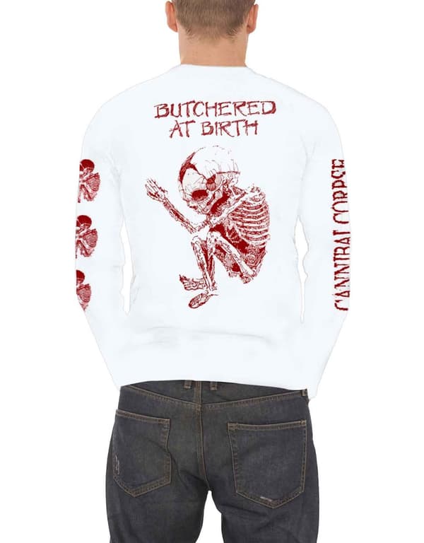 Cannibal Corpse T Shirt Butchered At Birth Official Mens White Long Sleeve