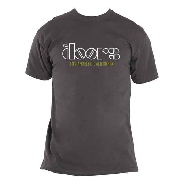 The Doors T Shirt LA California Band Logo Official Unisex Charcoal Grey