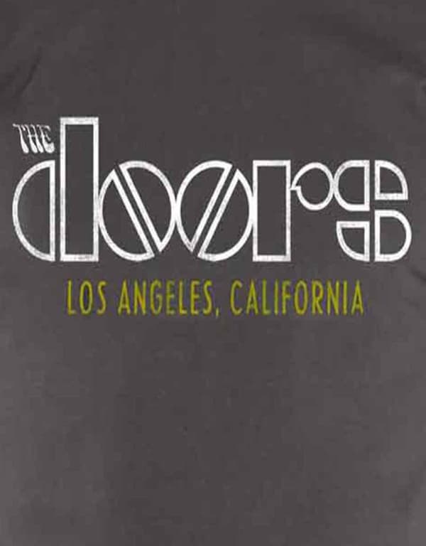 The Doors T Shirt LA California Band Logo Official Unisex Charcoal Grey