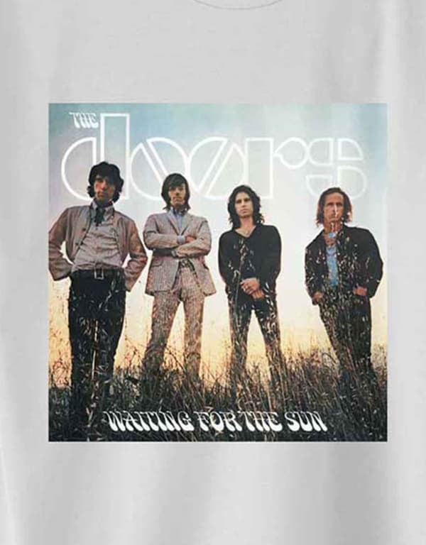 The Doors T Shirt Waiting for the Sun Cover Band Logo Official Mens White
