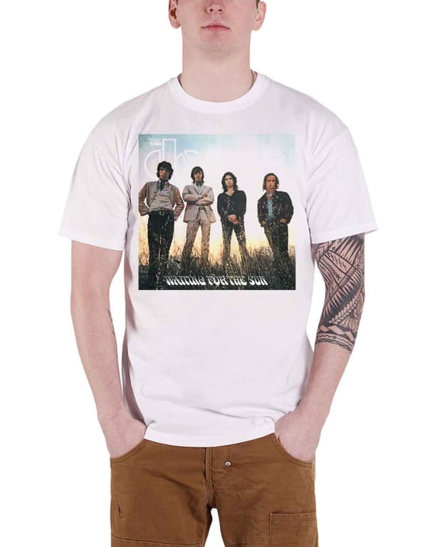 The Doors T Shirt Waiting for the Sun Cover Band Logo Official Mens White