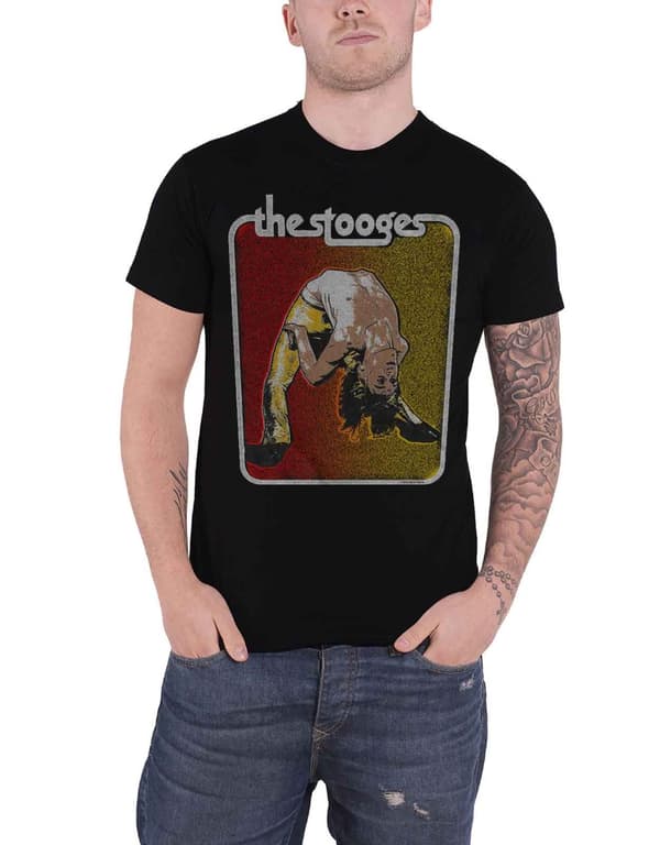 Iggy Pop & The Stooges T Shirt Iggy Bent Double Logo Official Mens Black