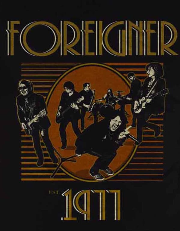 Foreigner T Shirt Est 1977 Band Logo Official Mens Black