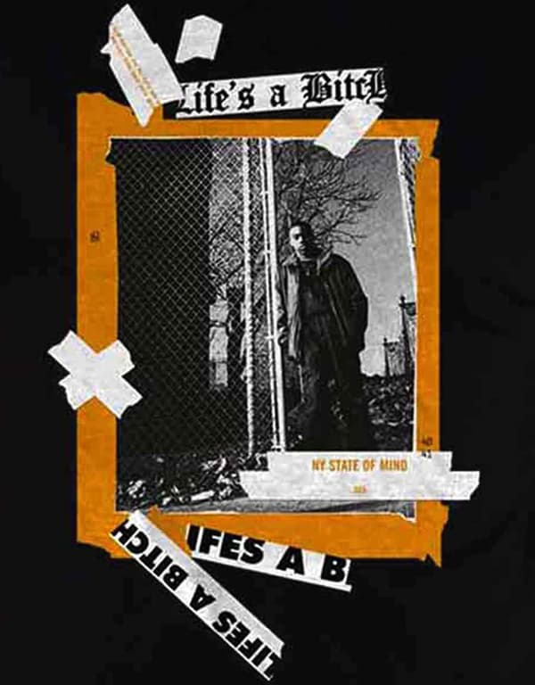 Nas T Shirt Lifes a B NY state of Mind  Official Mens Black