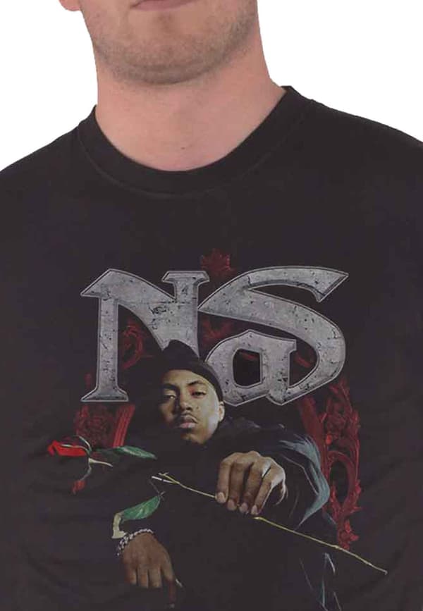 Nas T Shirt Hip Hop is dead Red Rose Logo Official Mens Black